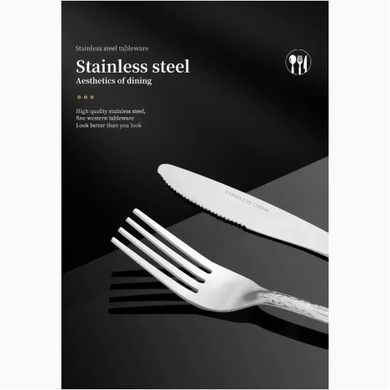 Product Name Deluxe Premium Cutlery Flatware Set For The Home Stainless Steel Cutlery Service With 1 Dinner Fork, 1 Dinner Knife, 1 Dinner Spoon And 1 Tea Spoon Durable, Elegant And Rust Resista