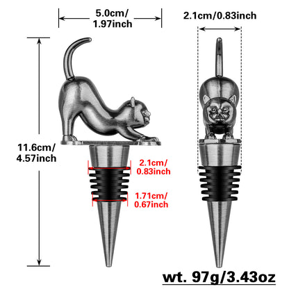 Elegant Upturned Cat Shaped Red Wine Stopper Set With Metallic Luster Bottle Stopper Gift Box, High-end Accessories For Wine Enthusiasts, A Must-have Set For Wine Collectors