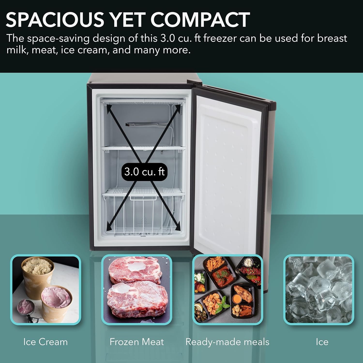 CUF-301SS Energy Star 3.0 Cubic Feet Upright Freezer, 21" D X 19.5" W X 33.5" H, 3, Stainless Steel