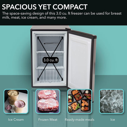 CUF-301SS Energy Star 3.0 Cubic Feet Upright Freezer, 21" D X 19.5" W X 33.5" H, 3, Stainless Steel