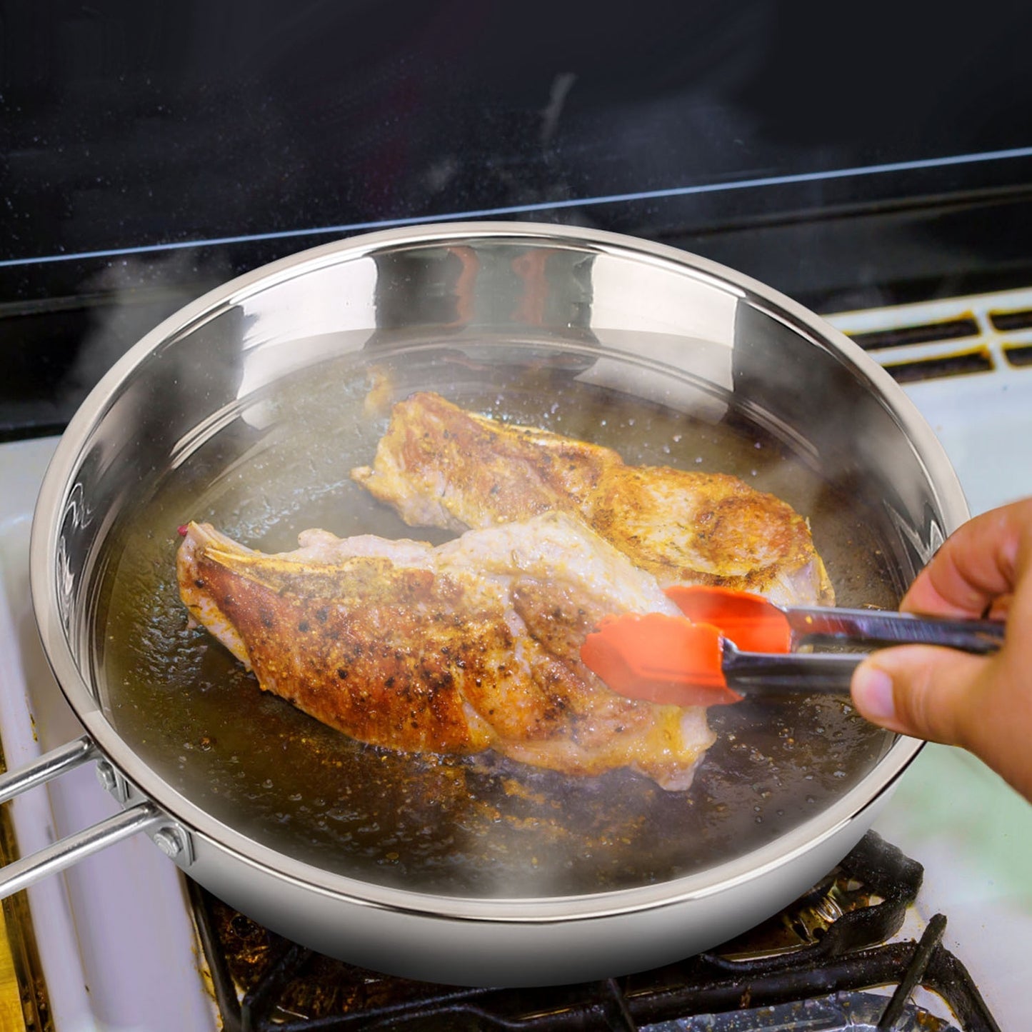 4Pcs Stainless Steel Cookware Set Frying Pan 2Quart Saucepan 2.7Quart 3.7Quart Stockpot With Lid Dishwasher Safe