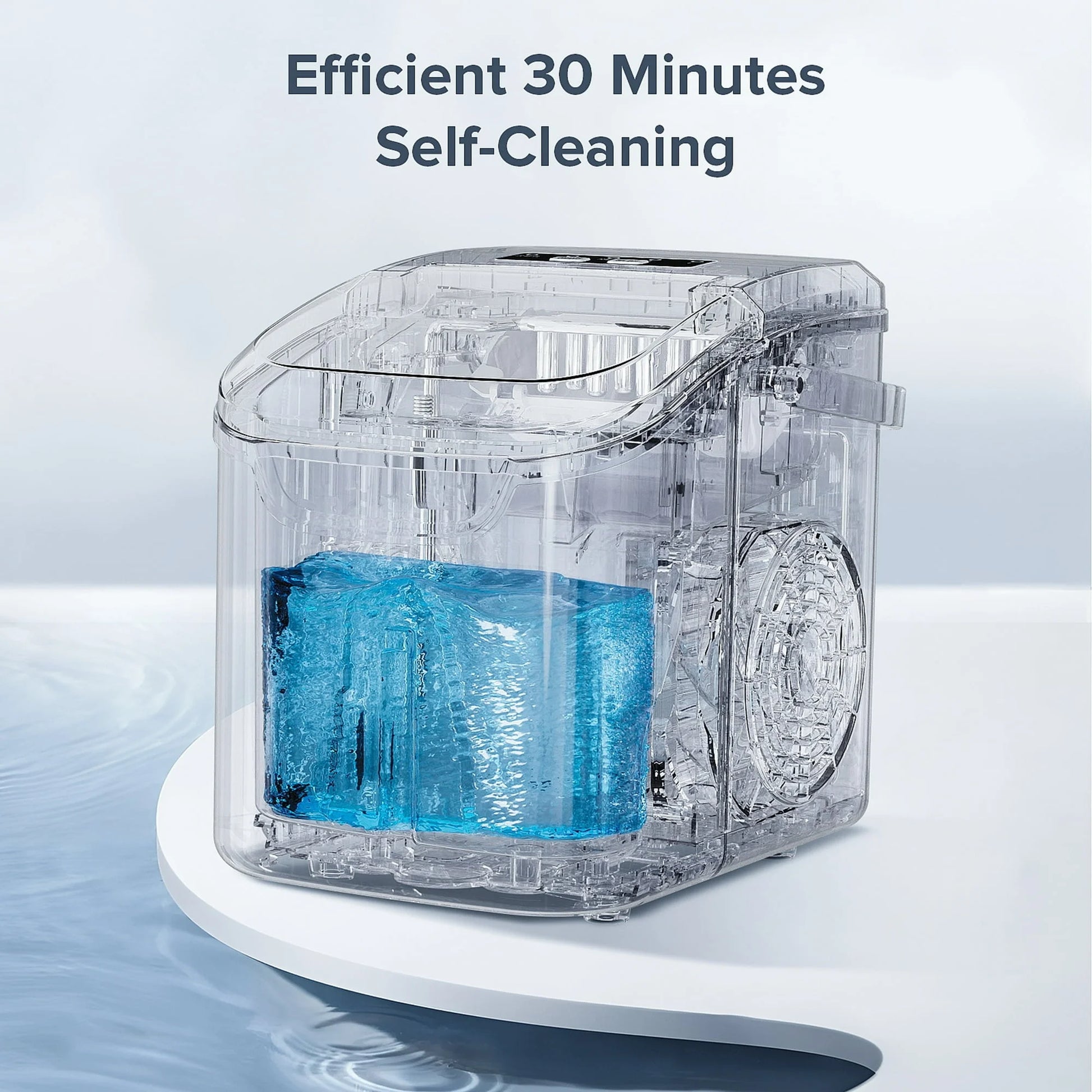 Countertop Portable Ice Maker, 8 Cubes Ready in 6 Mins, Self-Cleaning with Handle, Ice Scoop, 2 Sizes of Bullet Ice Cubes, for Home/Kitchen/Office-White