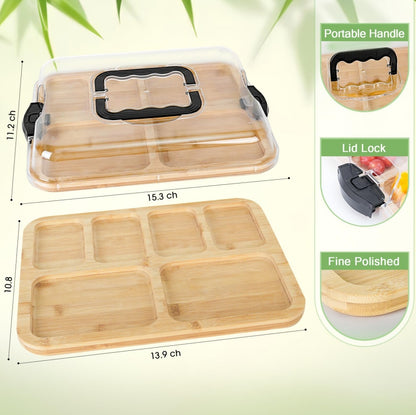 Charcuterie Board With Clear Lid, Travel Portable Cheese Board Charcuterie Boxes Cutting Boards For Kitchen, House Warming Gifts New Home, Gifts For Women