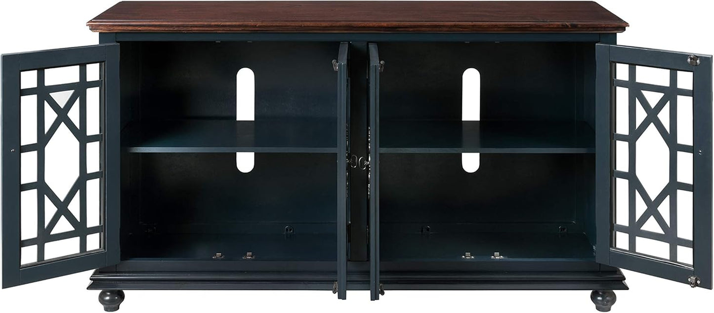 Palisades TV Stand, 63" W X 35" H, Catalina Blue with Coffee Top