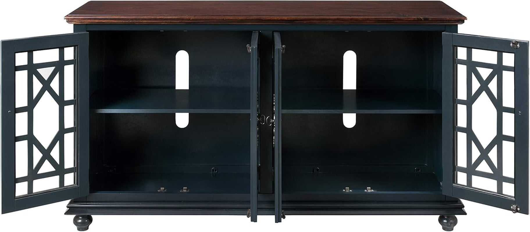 Palisades TV Stand, 63" W X 35" H, Catalina Blue with Coffee Top