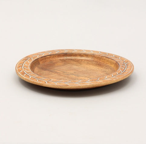Handcrafted 13inch Wood Charger Plate Wooden Dinning Placemat Artisan Wood Tableware