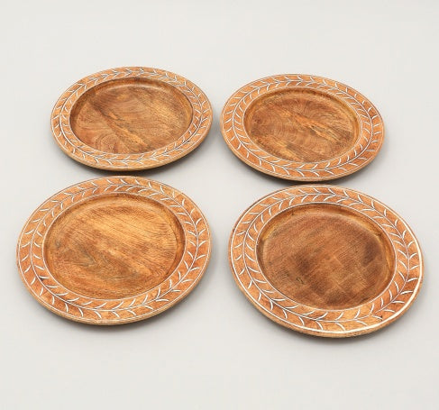 Handcrafted 13inch Wood Charger Plate Wooden Dinning Placemat Artisan Wood Tableware