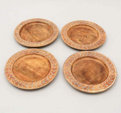 Handcrafted 13inch Wood Charger Plate Wooden Dinning Placemat Artisan Wood Tableware
