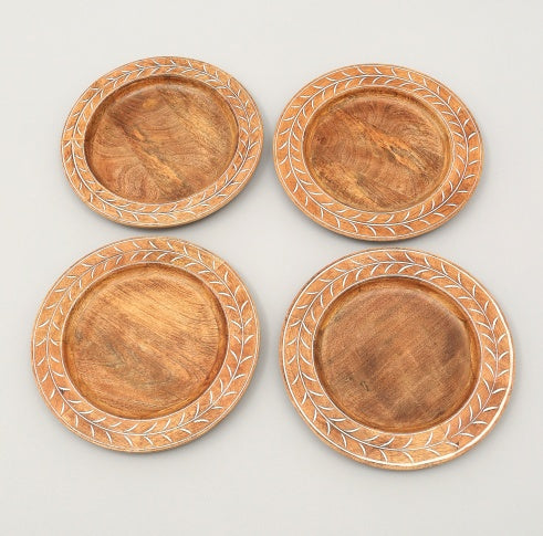 Handcrafted 13inch Wood Charger Plate Wooden Dinning Placemat Artisan Wood Tableware