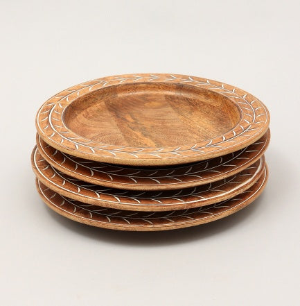 Handcrafted 13inch Wood Charger Plate Wooden Dinning Placemat Artisan Wood Tableware