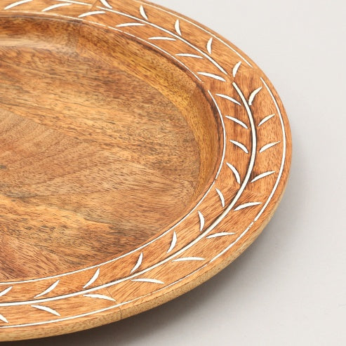 Handcrafted 13inch Wood Charger Plate Wooden Dinning Placemat Artisan Wood Tableware