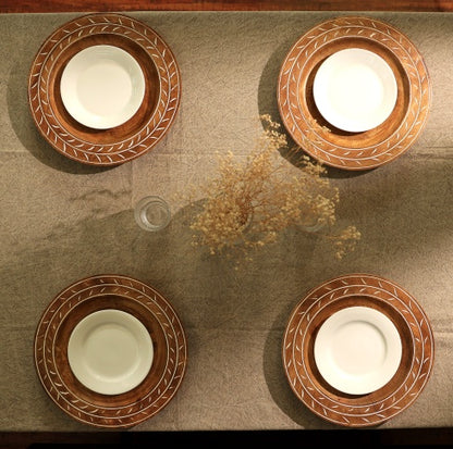 Handcrafted 13inch Wood Charger Plate Wooden Dinning Placemat Artisan Wood Tableware