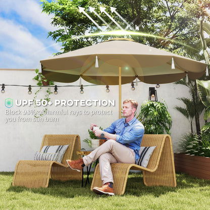 9FT Patio Umbrella,  Outdoor Market Umbrella With 8 Ribs, Vented Outdoor Table Umbrella For Deck, Backyard And Lawn, Cream White