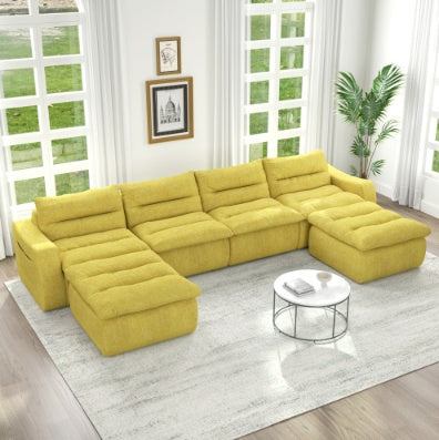 Compression Combined Sofa, Modern Lazy Style Combined Sofa, Comfortable Beanbag Sofa, Can Be Combined At Will, No Need To Assemble, Suitable For Living Room Yellow