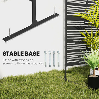 78 H X 48 W Metal Outdoor Privacy Screen, Freestanding Decorative Privacy Fence Screen For Balcony, Black