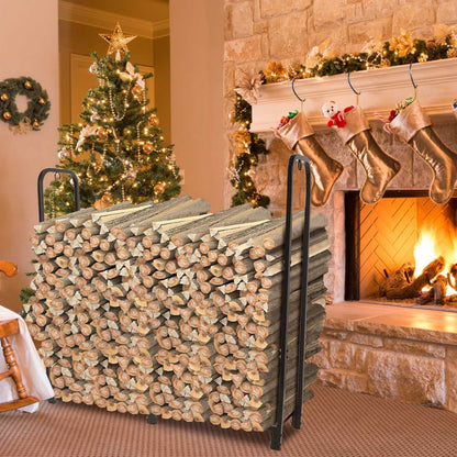1Pc Firewood Log Rack 2500LBS Iron Wood Lumber Storage Stacking Rack 4.03ft Heavy Duty Pile Lumber Storage Holder For Fireplace Firepit