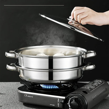 High Quality Stainless Steel Steamer Set - Double-layer Thickened Design, Suitable For Induction Cookers And Gas Stoves - Perfect For Cooking And Hospitality, Durable Household Kitchen Utensils