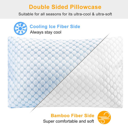 2Pcs Or 1Pc Cooling Memory Foam Pillow Ventilated Soft Bed Pillow With Cooling Gel Infused Memory Foam Machine Washable