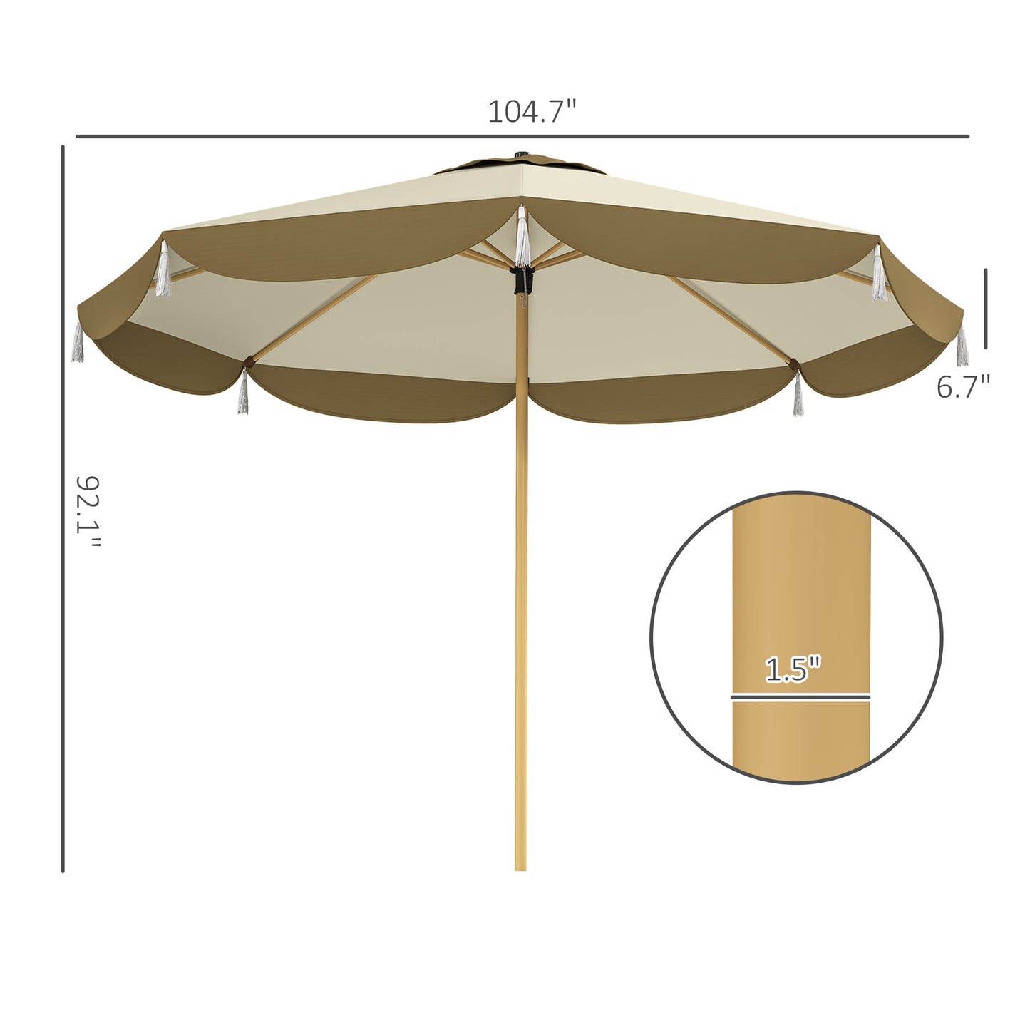 9FT Patio Umbrella,  Outdoor Market Umbrella With 8 Ribs, Vented Outdoor Table Umbrella For Deck, Backyard And Lawn, Cream White