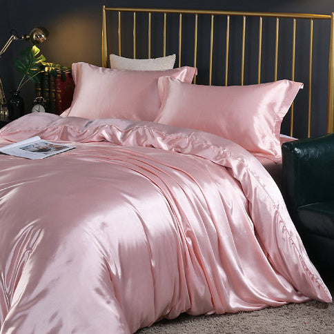 Solid Color Double-sided Silk Four-piece Set Silkworm Silk Satin Bed Sheet Quilt Cover