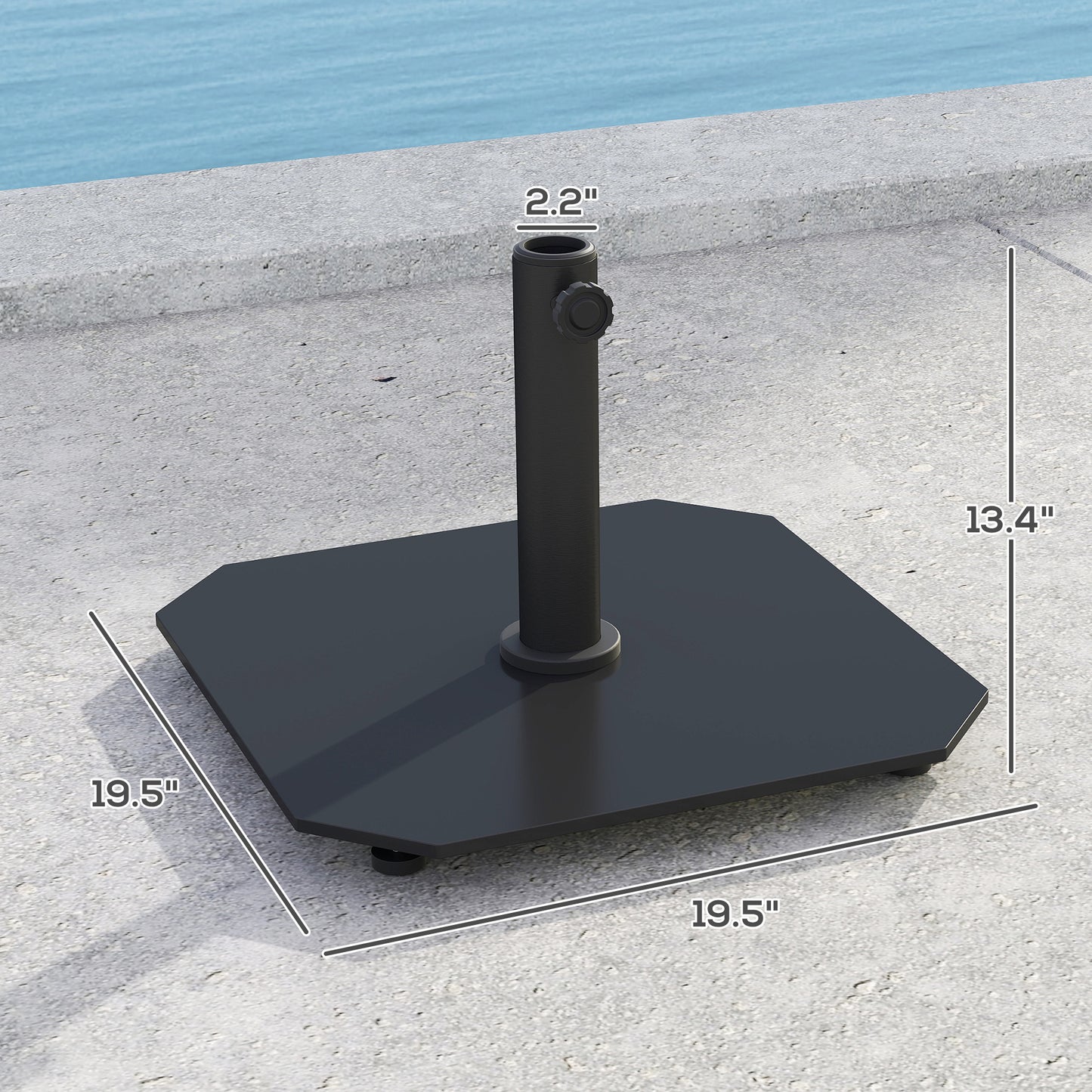 Square Patio Umbrella Base, 41 Lbs Metal Umbrella Stand Base With Adjustable Foot Pads, Heavy Duty Patio Umbrella Holder For 1.31.51.9 Umbrella Poles For Outdoor, Lawn, Poolside, Black