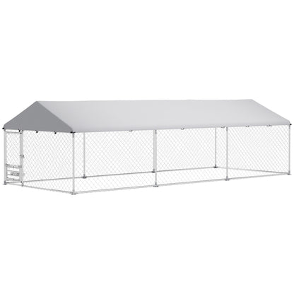 Outdoor Dog Kennel With Adjustable & Rotatable Bowl Rack, Waterproof Cover, Secure Lock, 19.7 X 7.5 X 5.2