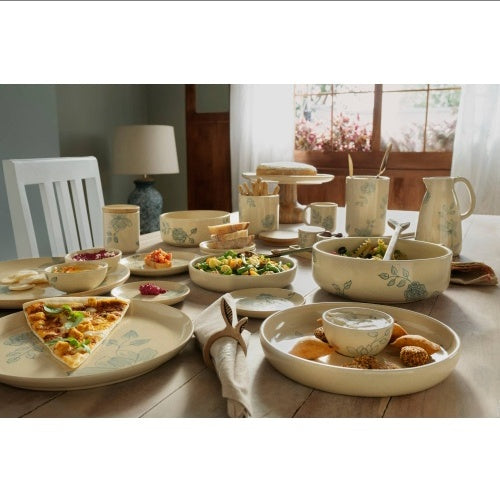 Rice White Circular Ceramic Printed Dining Plate