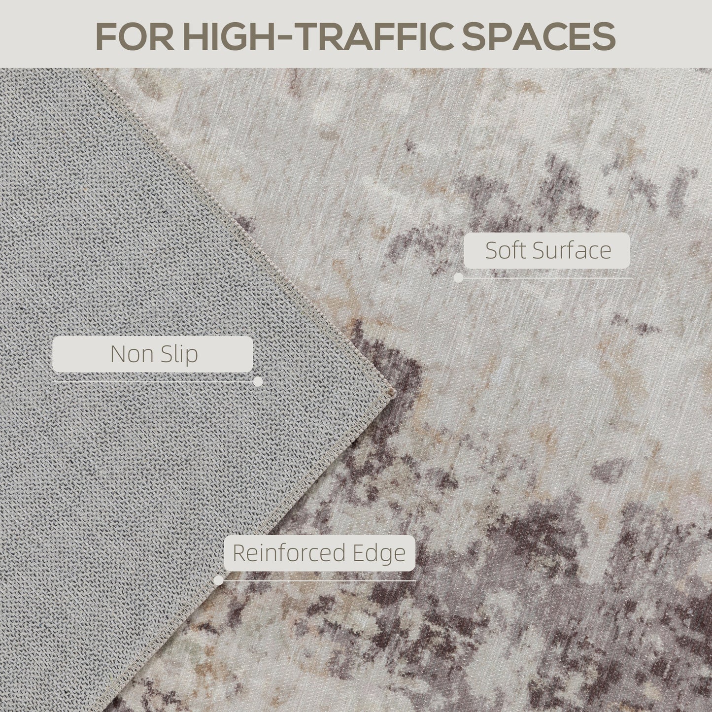 Achine Washable Area Rug 5x7, Non-Slip Modern Abstract Floor Carpet For Living Room, Bedroom, Dining Room, Mixed-Brown