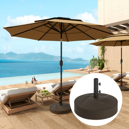 Patio Umbrella Base Holder, Heavy Duty Outdoor Umbrella Stand Base, Filled Up To 66lbs With Stand Or 55lbs With Water For Garden, Poolside, Brown
