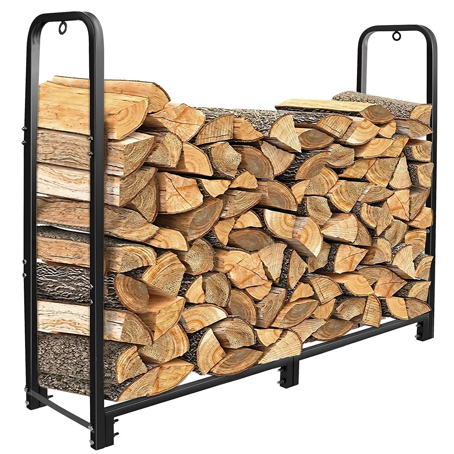 1Pc Firewood Log Rack 2500LBS Iron Wood Lumber Storage Stacking Rack 4.03ft Heavy Duty Pile Lumber Storage Holder For Fireplace Firepit