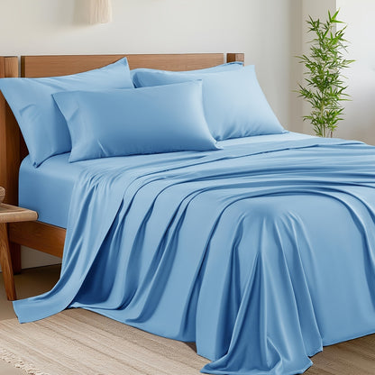 6pcs Bed Sheet Sets Blend Rayon Derived From Bamboo