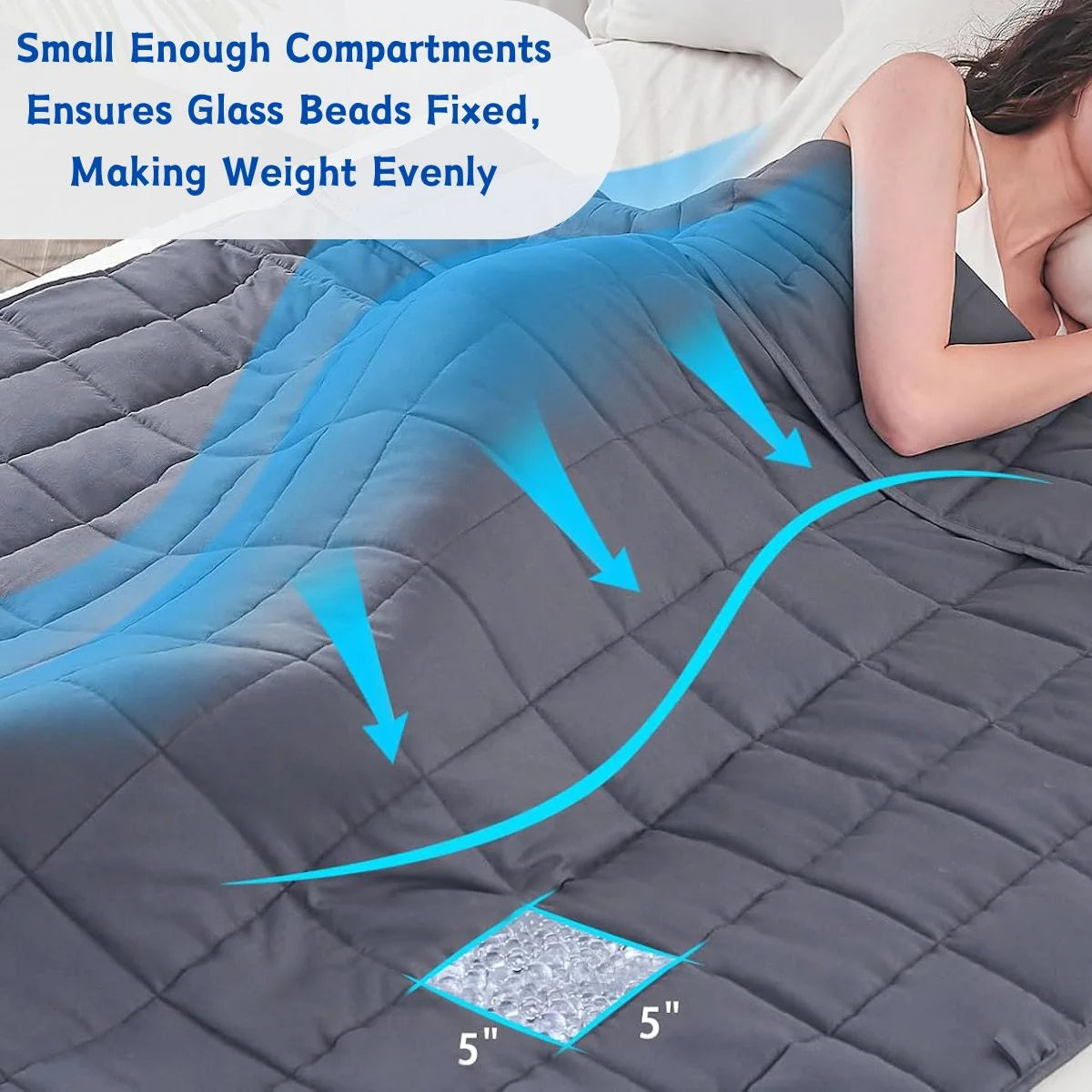 Weighted Blanket Comfortable Weighted Blankets with Glass Beads,15 Lbs, 48"X72", Full Size, Grey, Cooling Weighted Blankets for Adults All-Season