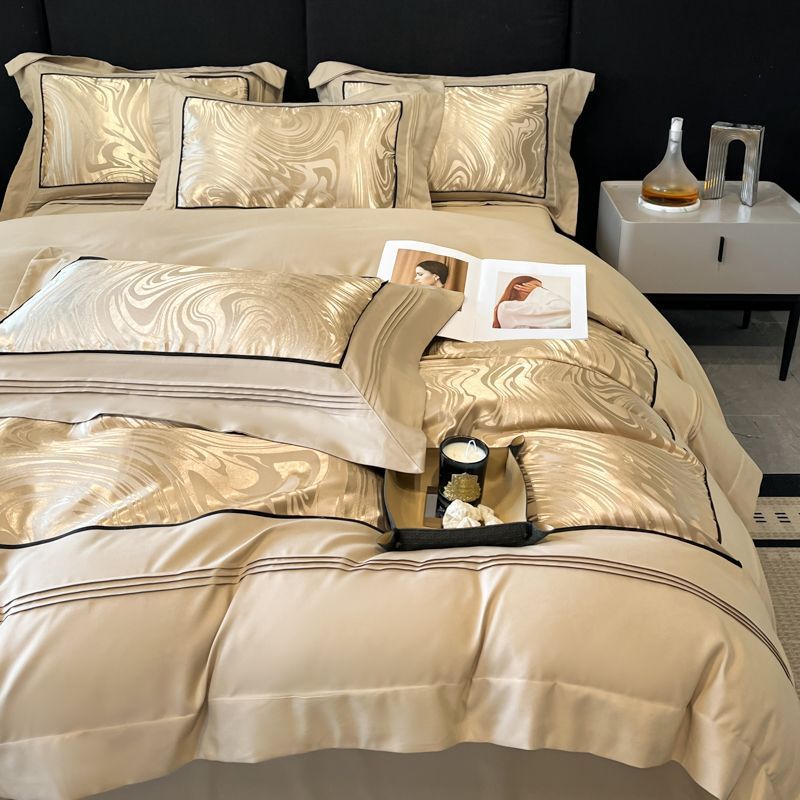 Light Luxury High-grade Yarn-dyed Four-piece Jacquard Beddings