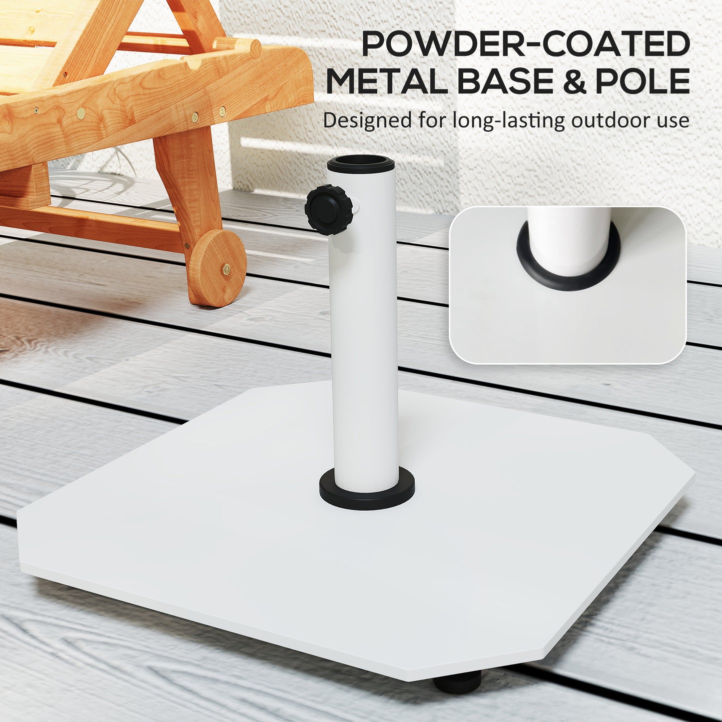 Square Patio Umbrella Base, 41 Lbs Metal Umbrella Stand Base With Adjustable Foot Pads, Heavy Duty Patio Umbrella Holder For 1.31.51.9 Umbrella Poles For Outdoor, Lawn, Poolside, White