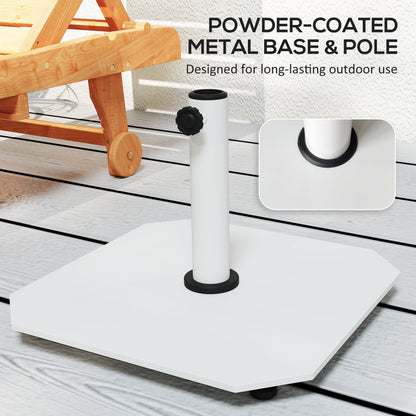 Square Patio Umbrella Base, 41 Lbs Metal Umbrella Stand Base With Adjustable Foot Pads, Heavy Duty Patio Umbrella Holder For 1.31.51.9 Umbrella Poles For Outdoor, Lawn, Poolside, White