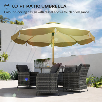 9FT Patio Umbrella,  Outdoor Market Umbrella With 8 Ribs, Vented Outdoor Table Umbrella For Deck, Backyard And Lawn, Cream White