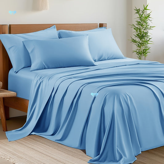 6pcs Bed Sheet Sets Blend Rayon Derived From Bamboo