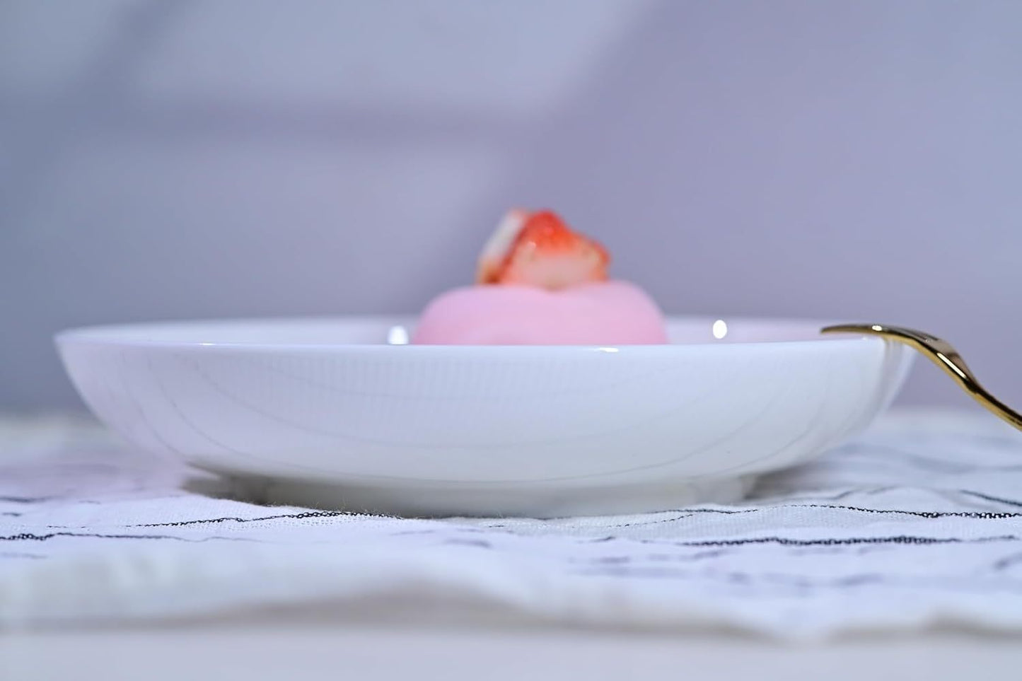 Setaria Bone China Dinnerware Set, 12 Pieces, Service For 4, Plates, Dishes, Bowls Set, Microwave And Dishwasher Safe, Ivory White With Narrow Curve Stripe