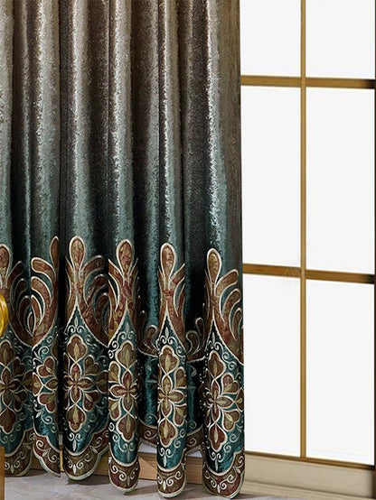 Two Pieces Of Luxurious European Villa Curtains With Elegant Floral Patterns, Suitable For Living Room And bedroom