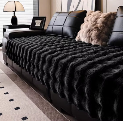 Thicken Imitation Rabbit Fur Plush Sofa Slipcover Non-Slip Soft Sofa Towel Couch Cushion Cover for Living Room Modern Home Decor