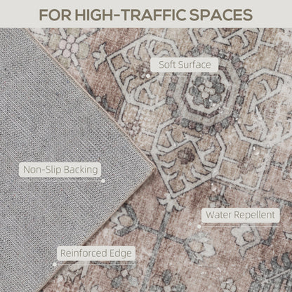 8x10 Area Rug, Vintage Machine Washable Rug, Non-Slip Floor Carpet For Living Room, Bedroom, Dining Room,brown