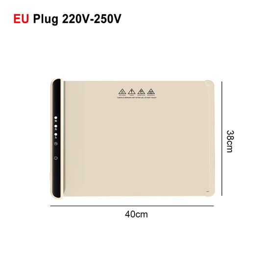 Electric Warming Tray Food Warmer Plate Foldable Portable Smart Food Fast Heating Mat Electric Warming Tray with 3 Tem Setting