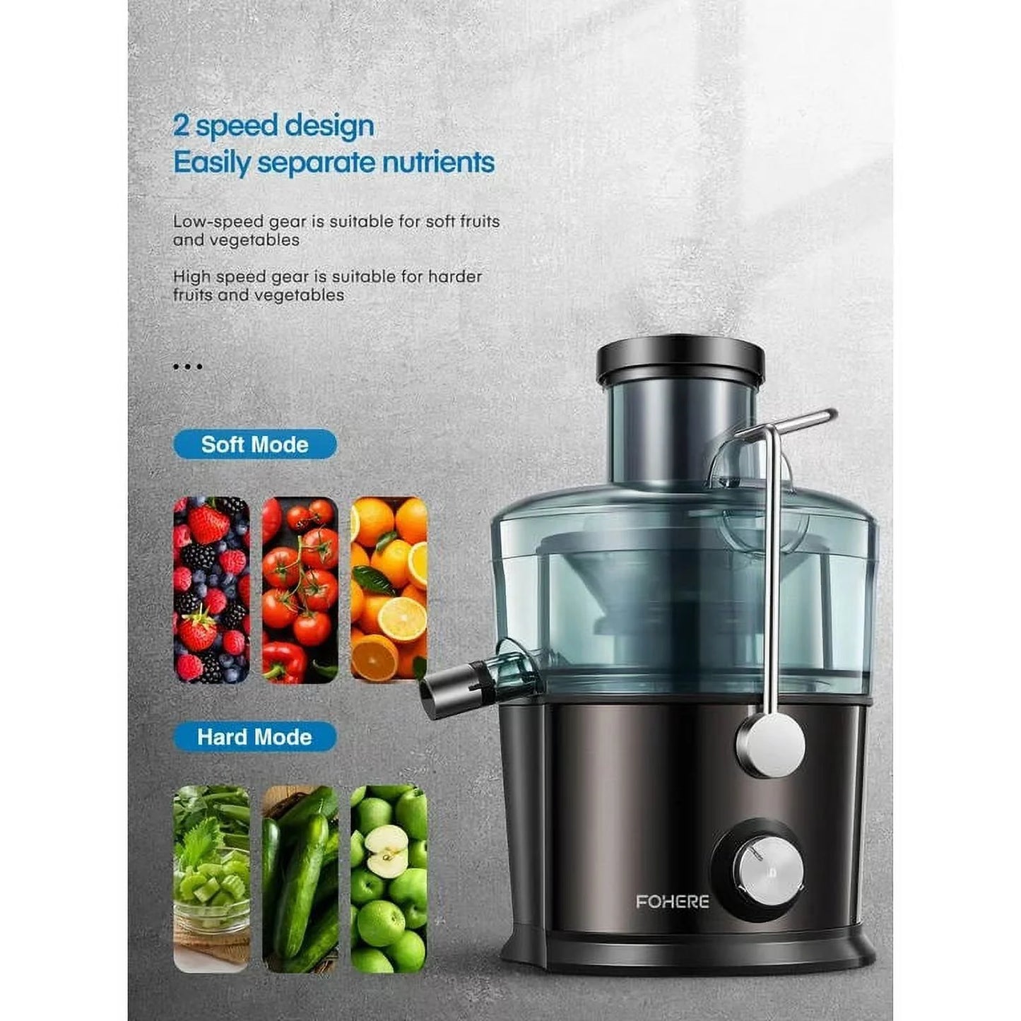 Juicer Machines , Max 1200W Centrifugal Juicer Extractor with 3-Inch Wide Feed Chute & Anti-Drip for Fruit and Vegetable, Stainless Steel, 800W