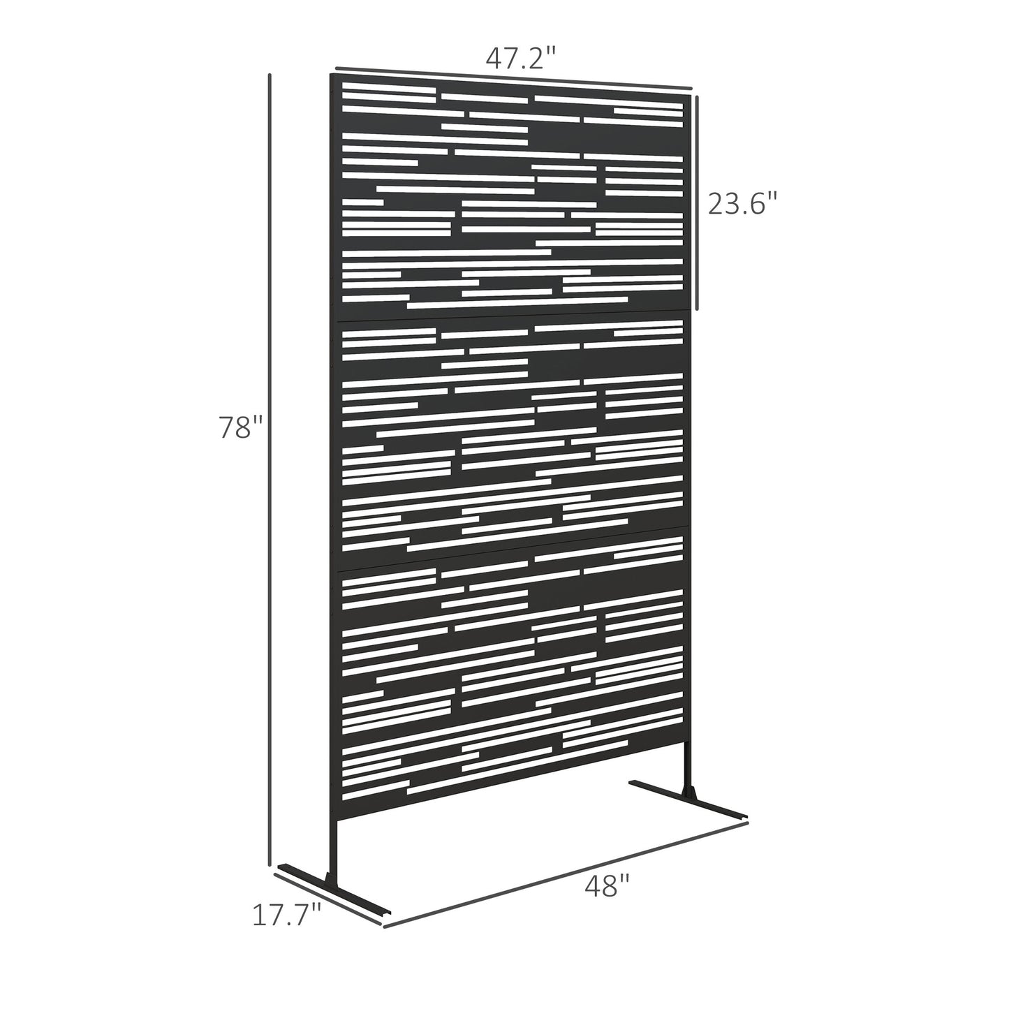78 H X 48 W Metal Outdoor Privacy Screen, Freestanding Decorative Privacy Fence Screen For Balcony, Black