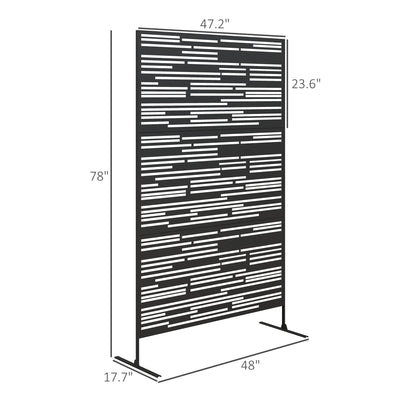 78 H X 48 W Metal Outdoor Privacy Screen, Freestanding Decorative Privacy Fence Screen For Balcony, Black