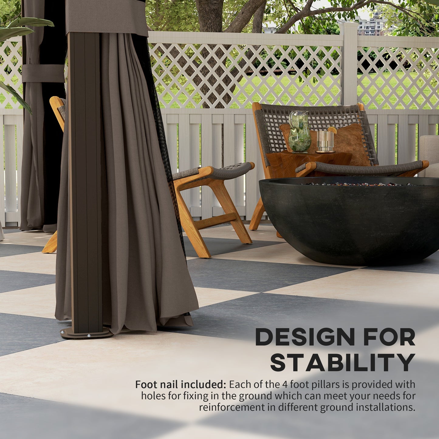 10 X 12 Hardtop Gazebo With Curtains And Netting, Gazebo Canopy With Aluminum Frame And Hooks, Coffee