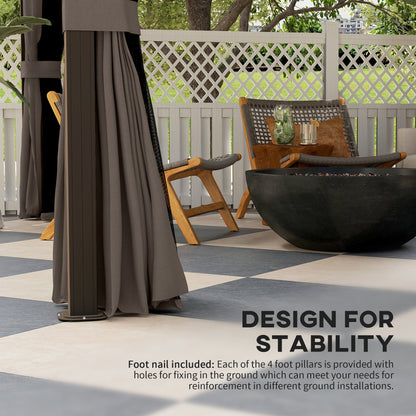 10 X 12 Hardtop Gazebo With Curtains And Netting, Gazebo Canopy With Aluminum Frame And Hooks, Coffee