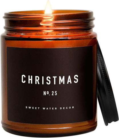 Christmas Candle | Christmas Tree, Apple Cider, and Cinnamon, Winter Holiday Scented Soy Candles for Home | 9Oz Amber Jar, 40 Hour Burn Time, Made in the USA