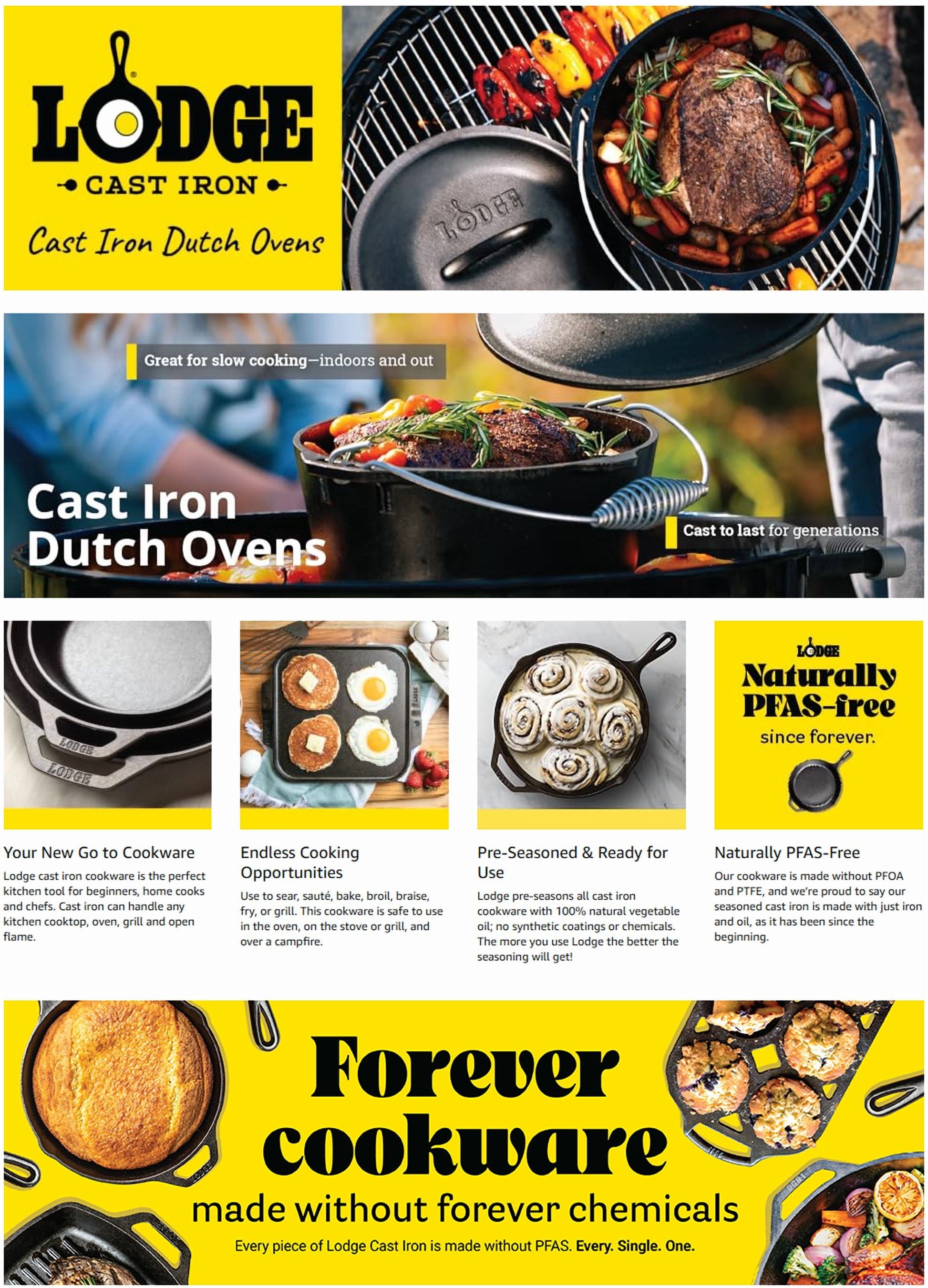 Pre-Seasoned 5 Quart Cast Iron Dutch Oven with Loop Handles and Cast Iron Cover