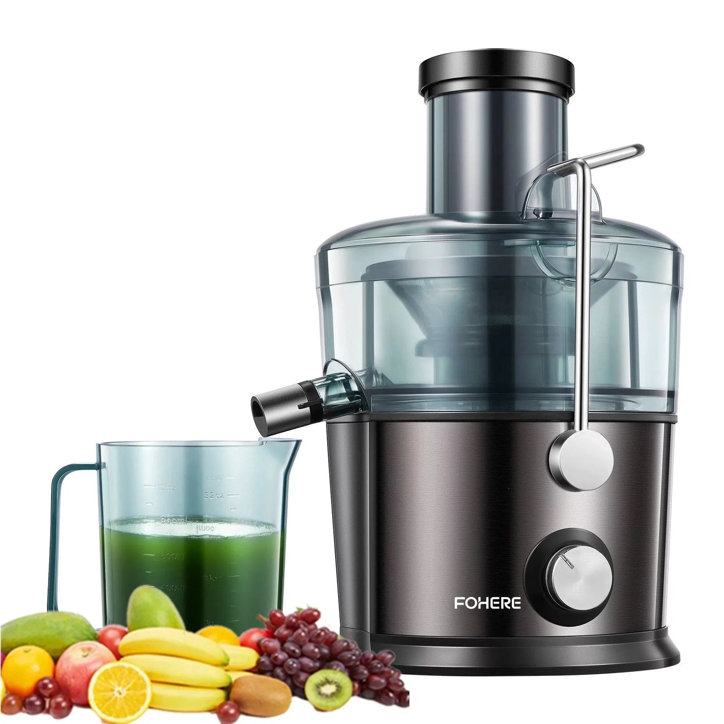 Juicer Machines , Max 1200W Centrifugal Juicer Extractor with 3-Inch Wide Feed Chute & Anti-Drip for Fruit and Vegetable, Stainless Steel, 800W